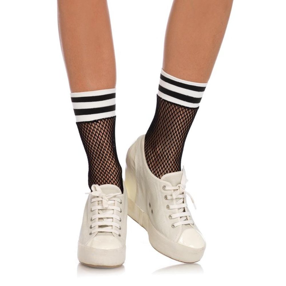 Striped Fishnet Anklet Pantyhose